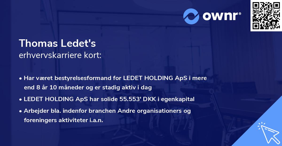 Thomas Ledet's erhvervskarriere kort