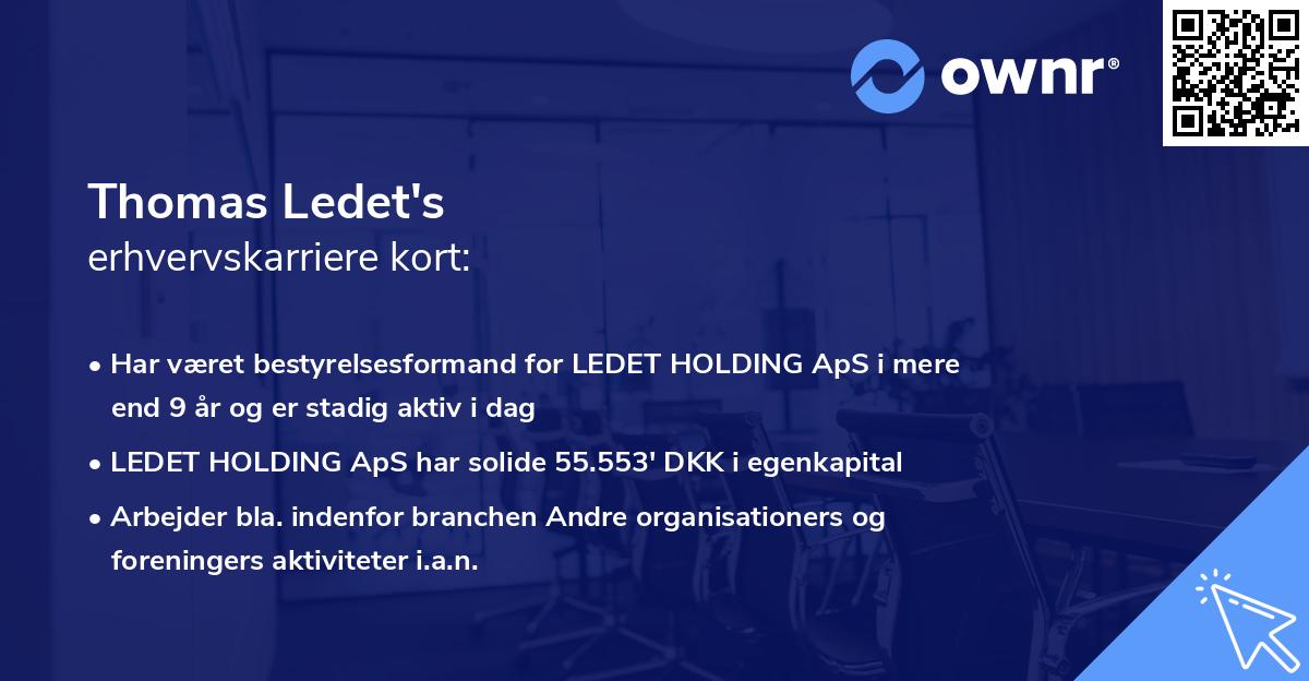 Thomas Ledet's erhvervskarriere kort