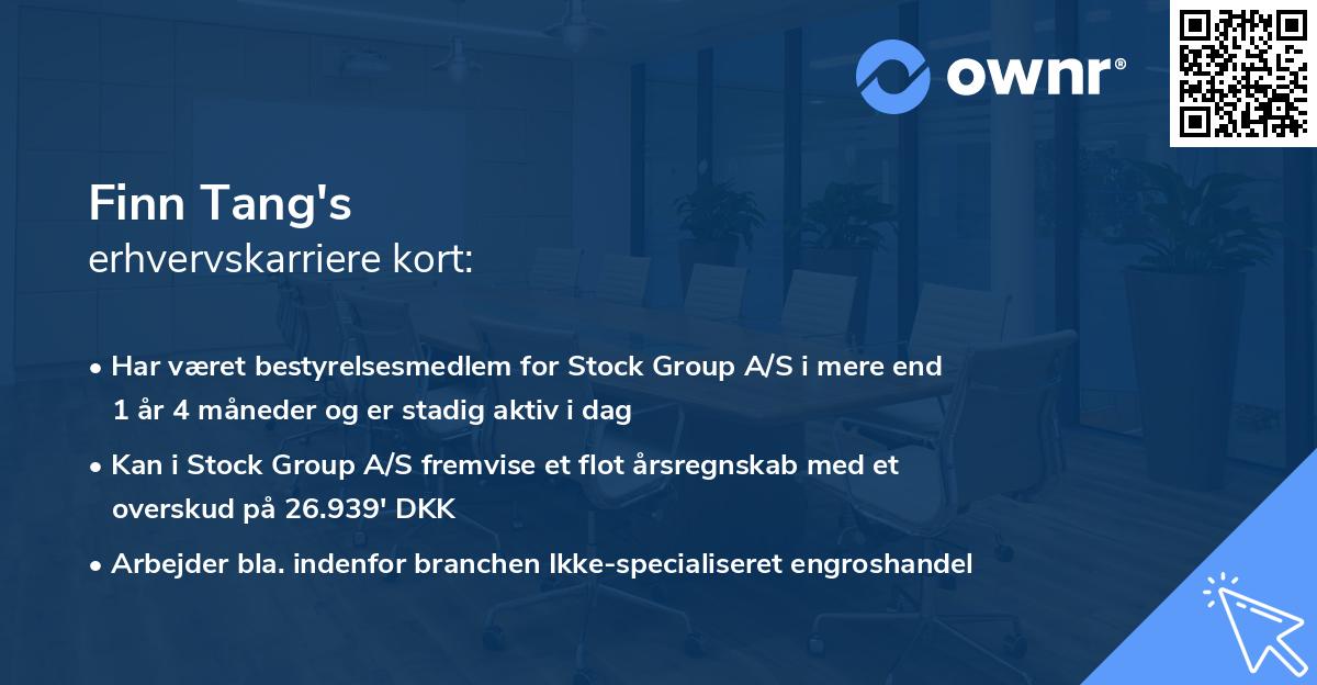 Finn Tang's erhvervskarriere kort