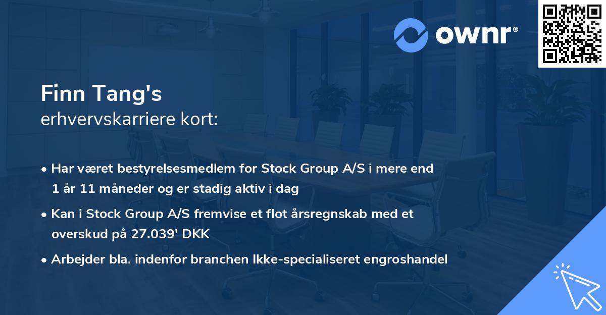 Finn Tang's erhvervskarriere kort