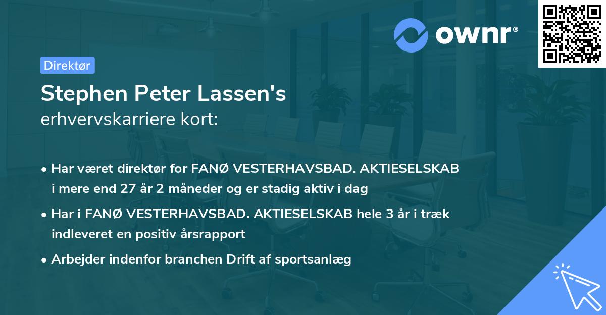Stephen Peter Lassen's erhvervskarriere kort