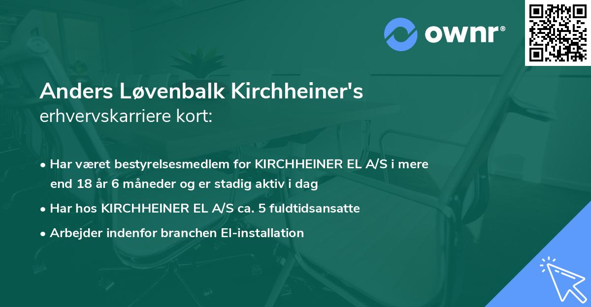 Anders Løvenbalk Kirchheiner's erhvervskarriere kort