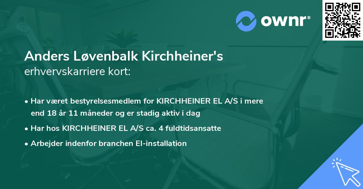 Anders Løvenbalk Kirchheiner's erhvervskarriere kort