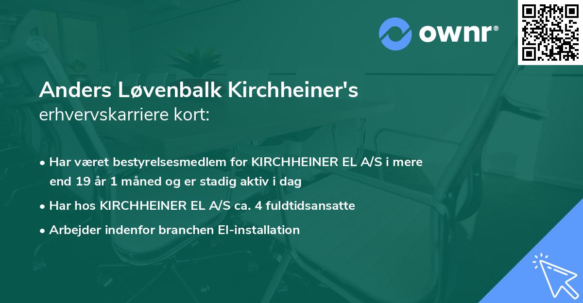 Anders Løvenbalk Kirchheiner's erhvervskarriere kort