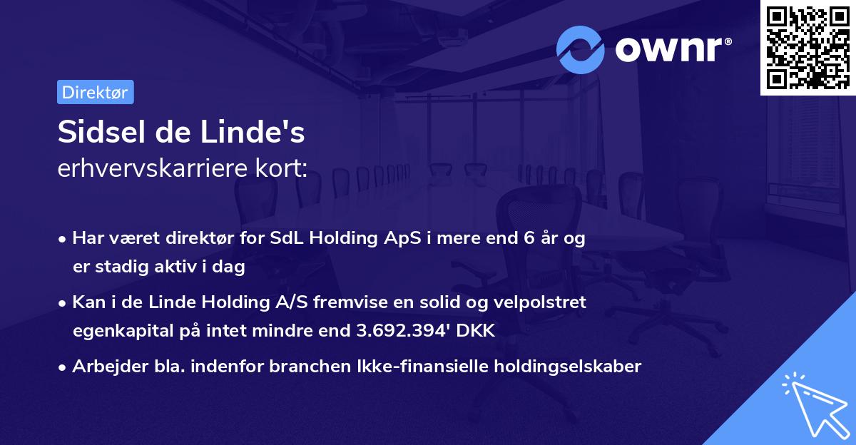 Sidsel de Linde's erhvervskarriere kort