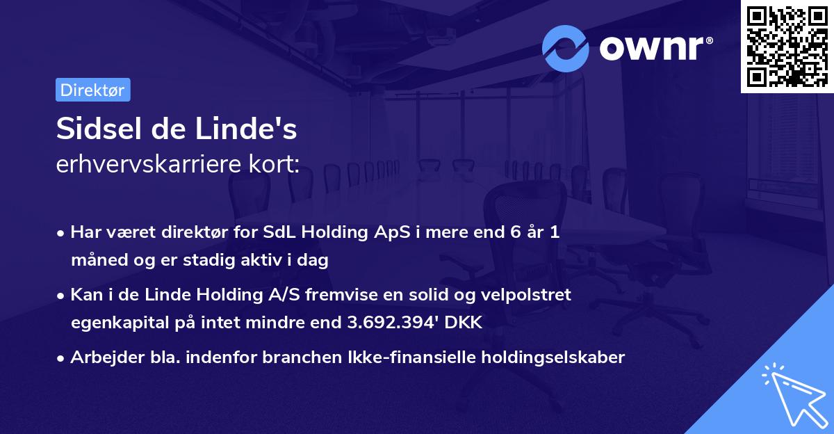 Sidsel de Linde's erhvervskarriere kort