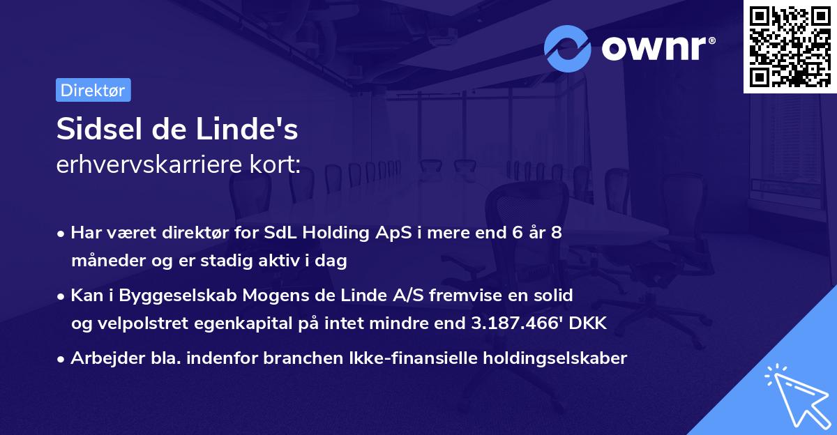 Sidsel de Linde's erhvervskarriere kort