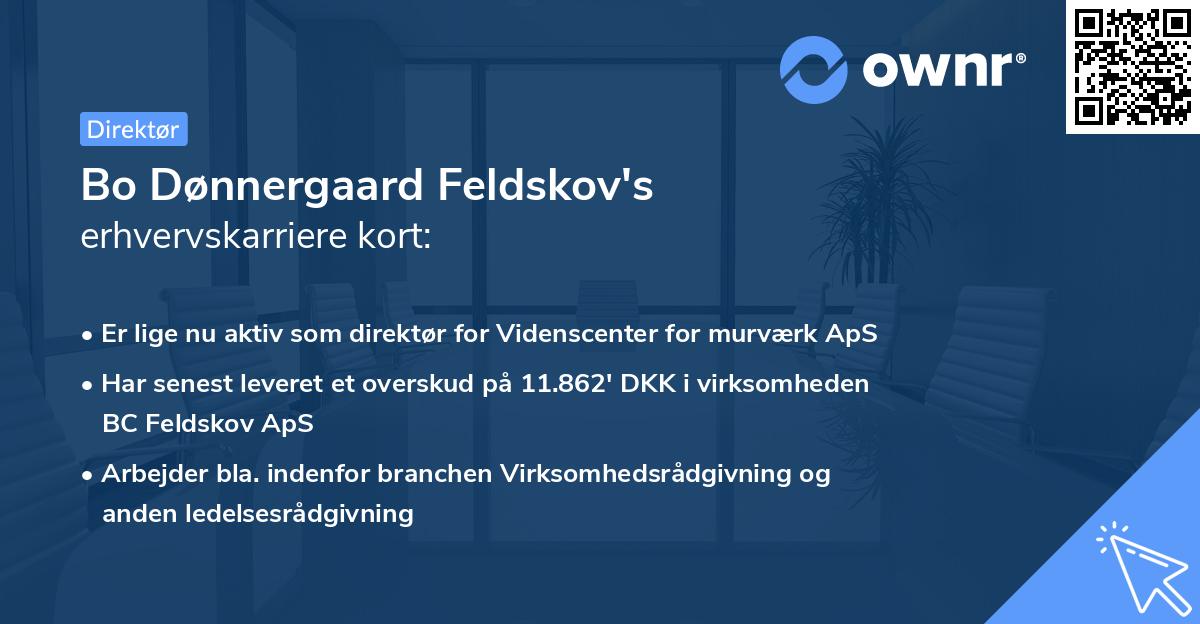 Bo Dønnergaard Feldskov's erhvervskarriere kort