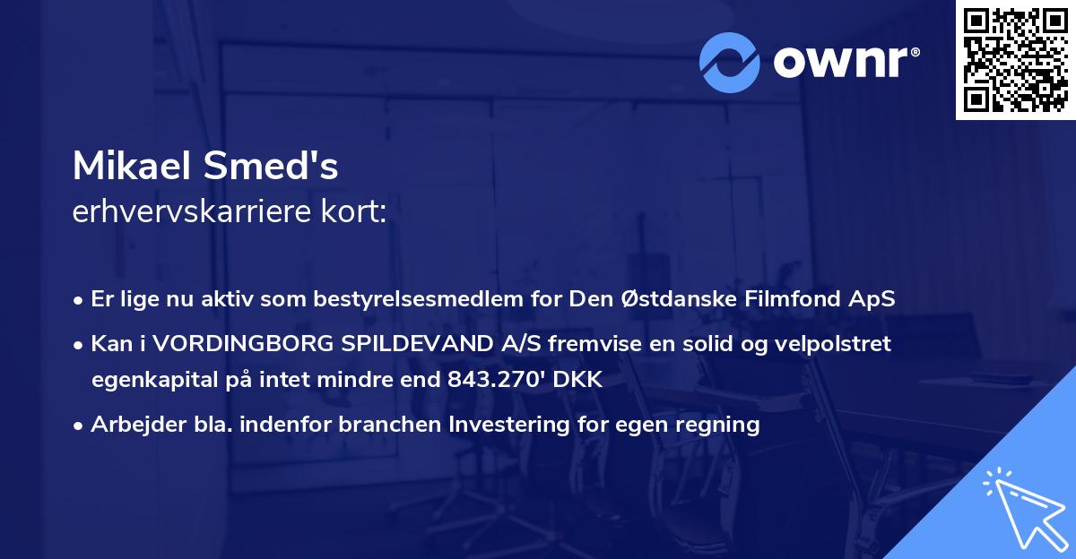 Mikael Smed's erhvervskarriere kort