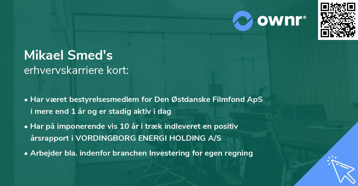 Mikael Smed's erhvervskarriere kort