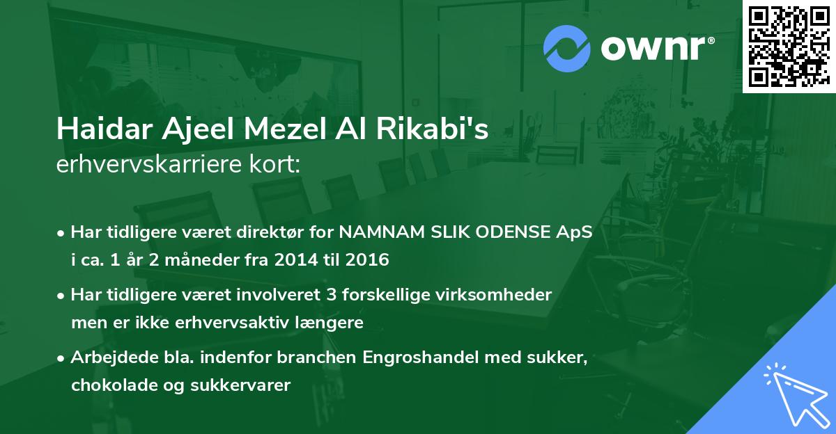 Haidar Ajeel Mezel Al Rikabi's erhvervskarriere kort