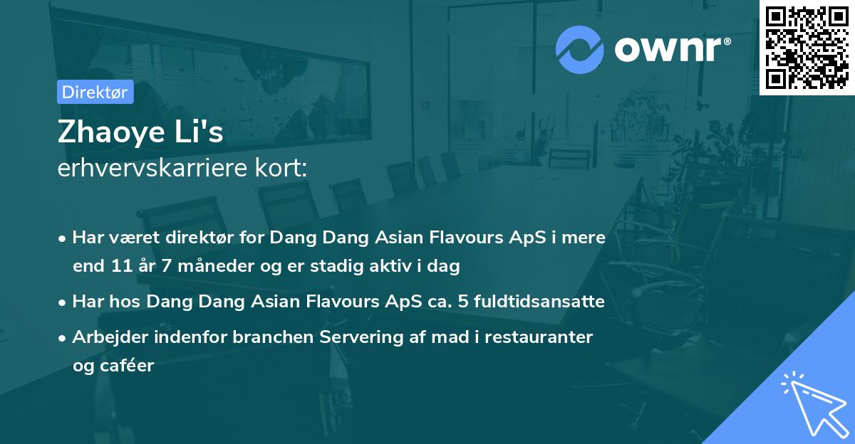Zhaoye Li's erhvervskarriere kort