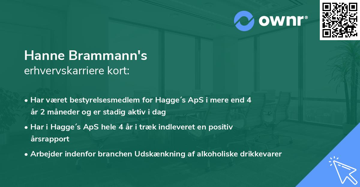 Hanne Brammann's erhvervskarriere kort