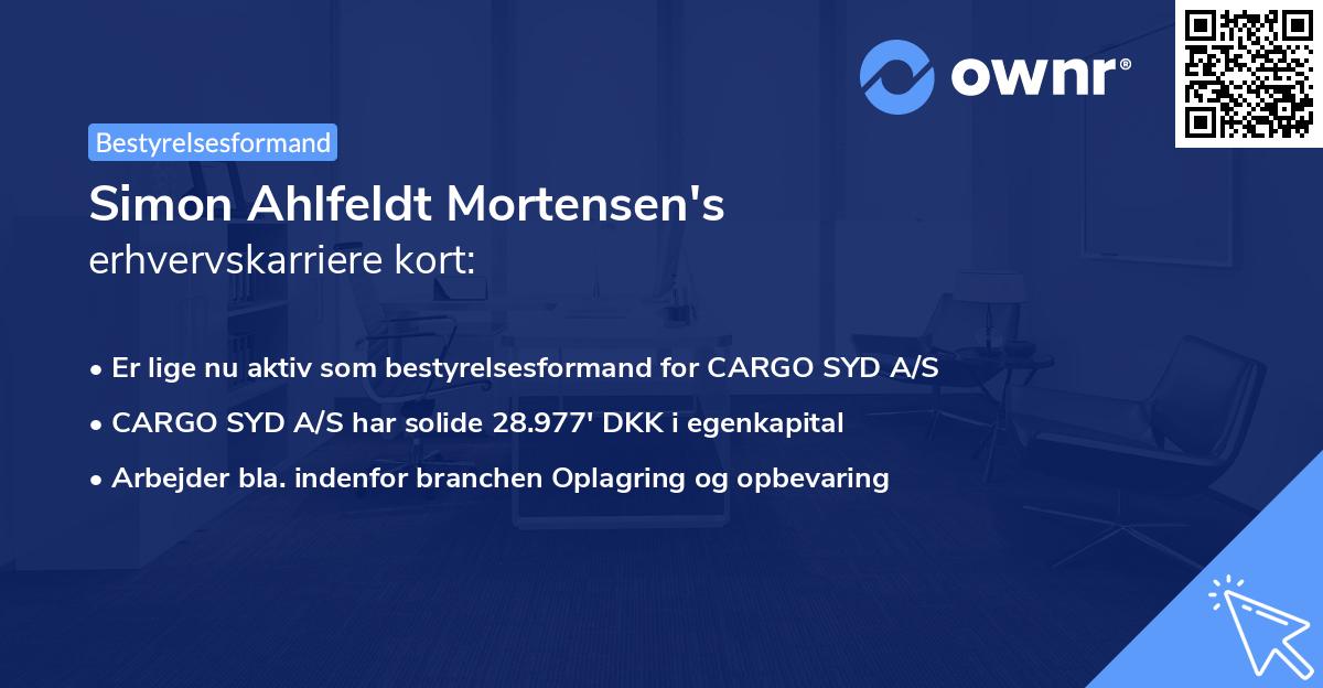 Simon Ahlfeldt Mortensen's erhvervskarriere kort