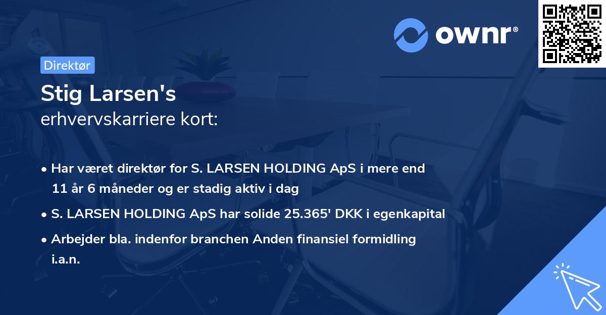 Stig Larsen's erhvervskarriere kort