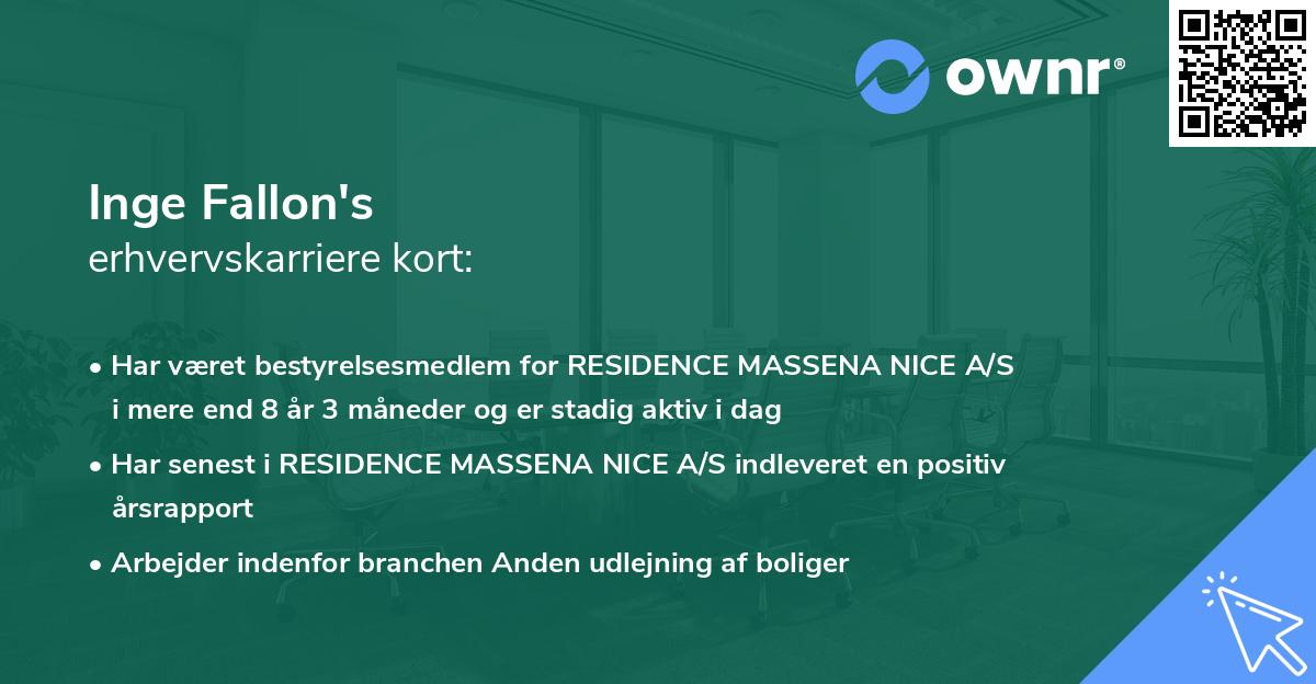 Inge Fallon's erhvervskarriere kort