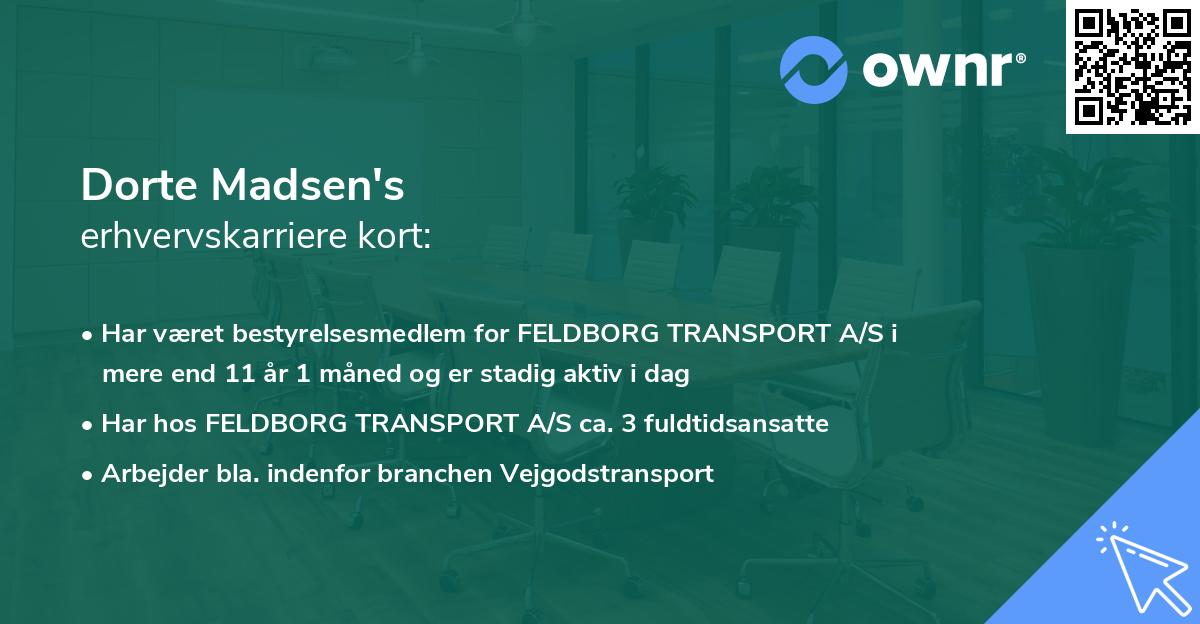 Dorte Madsen's erhvervskarriere kort