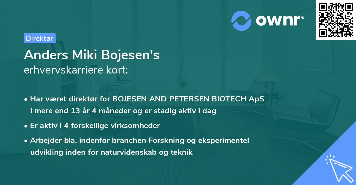 Anders Miki Bojesen's erhvervskarriere kort