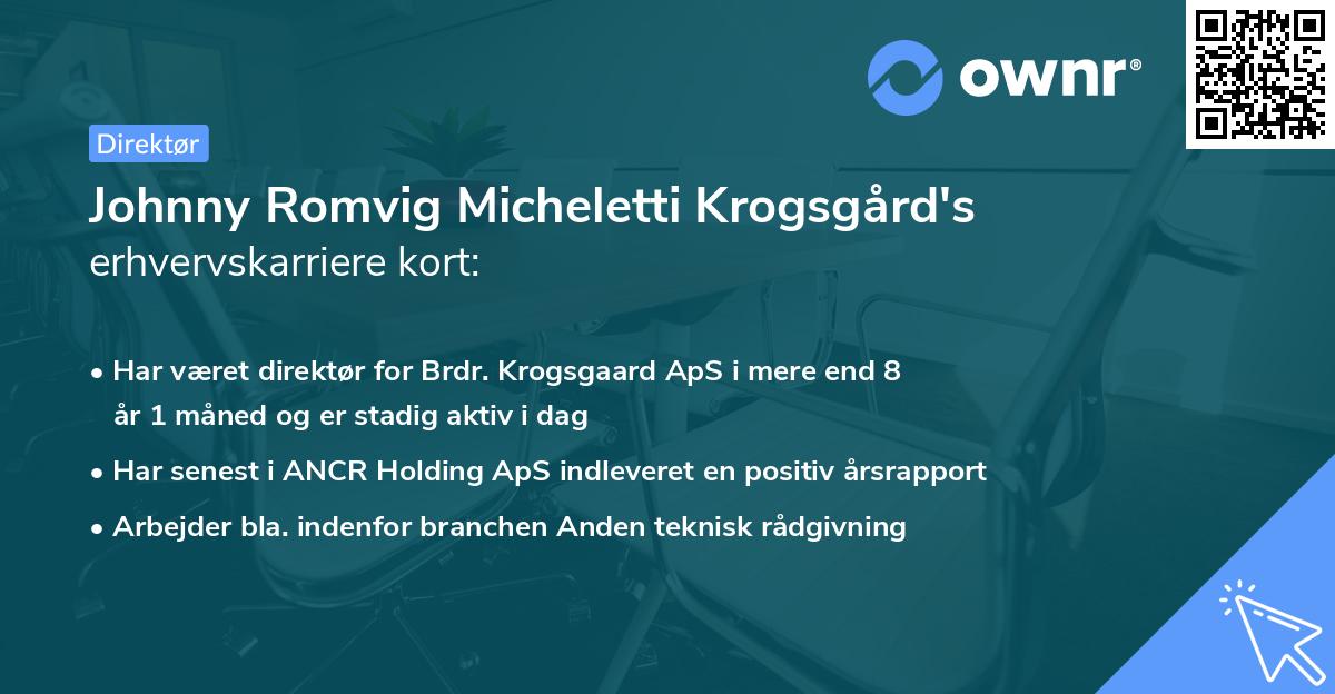 Johnny Romvig Micheletti Krogsgård's erhvervskarriere kort