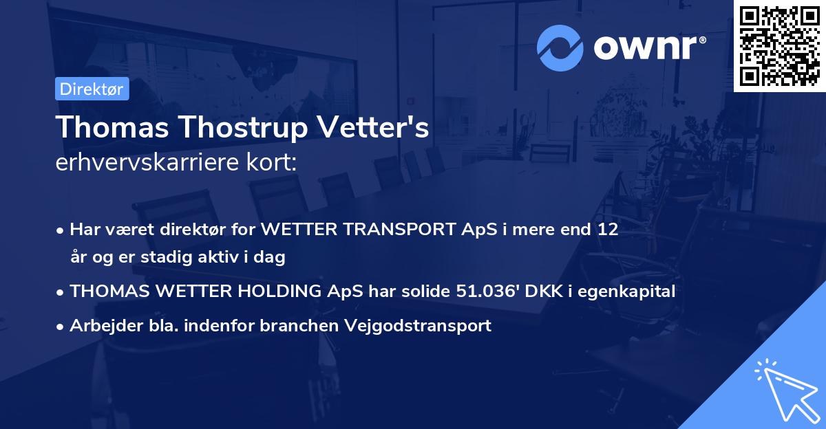 Thomas Thostrup Vetter's erhvervskarriere kort