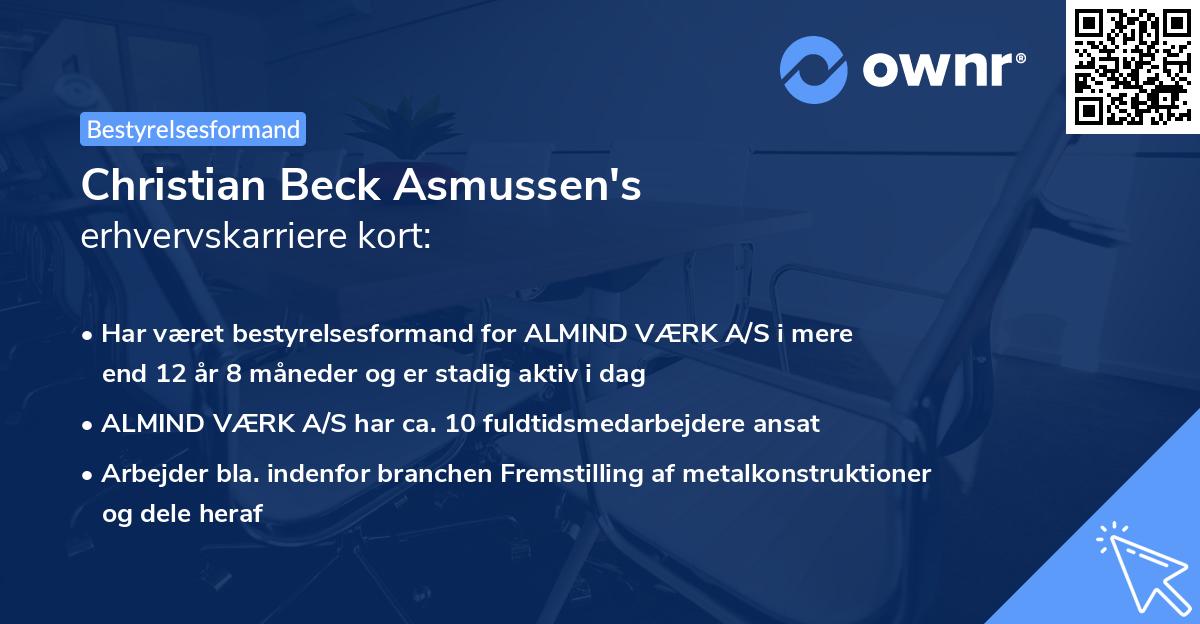 Christian Beck Asmussen's erhvervskarriere kort
