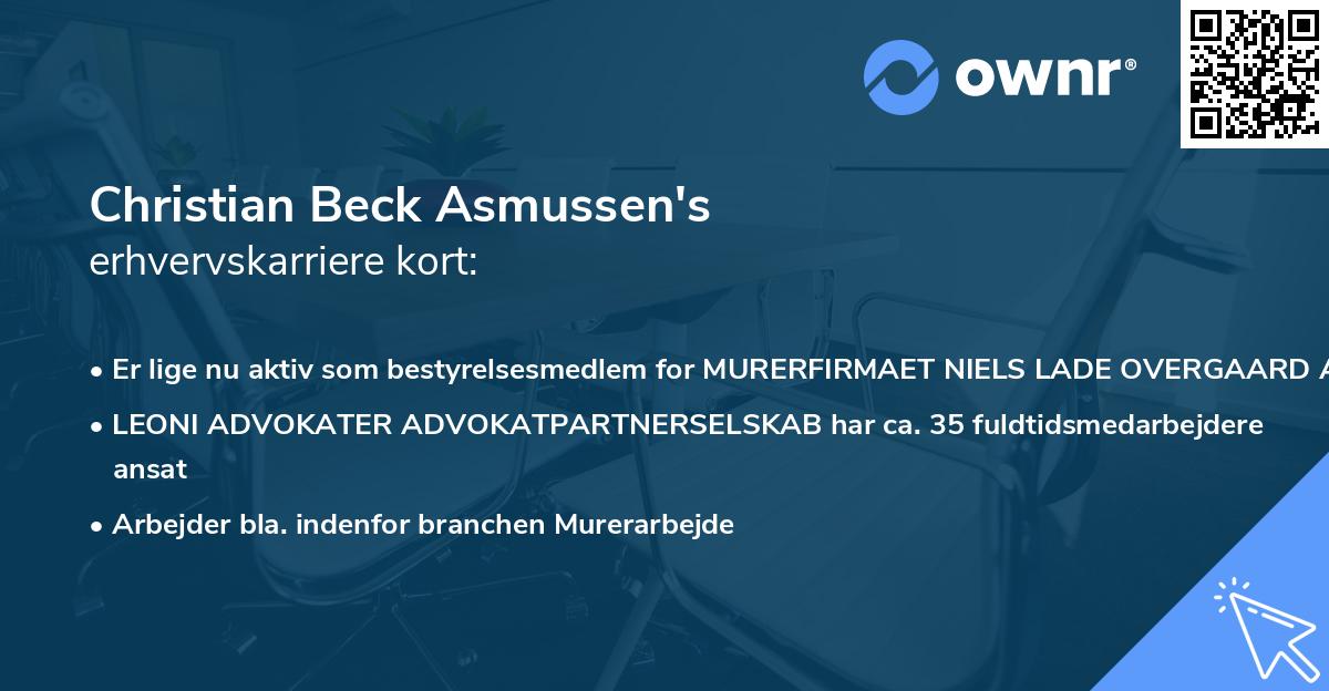 Christian Beck Asmussen's erhvervskarriere kort