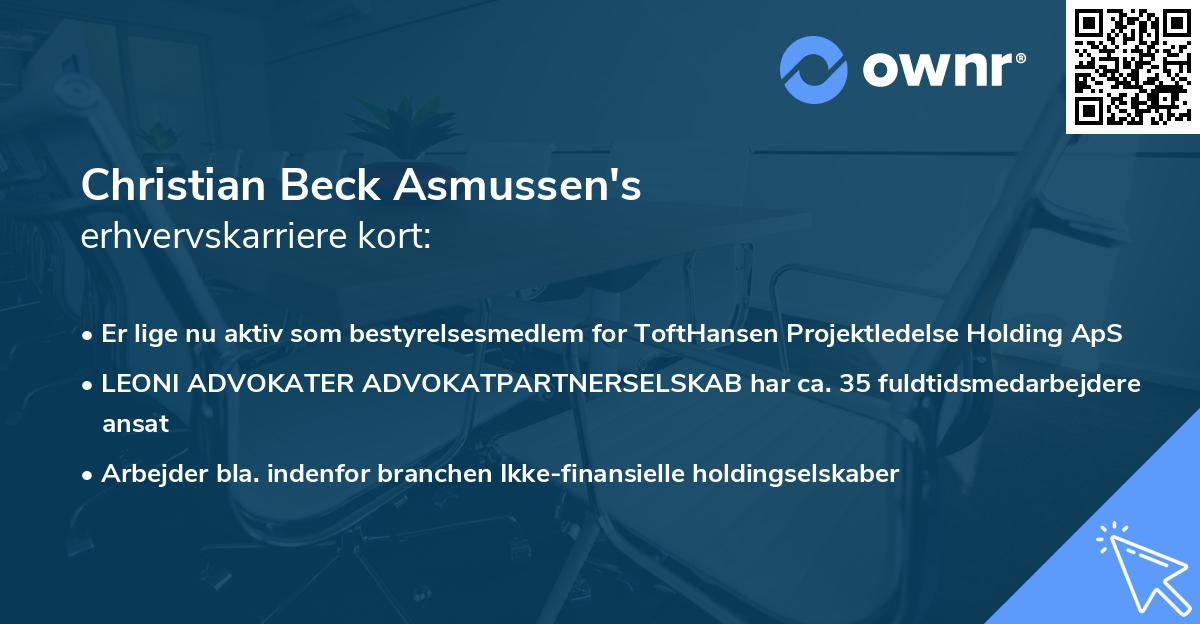 Christian Beck Asmussen's erhvervskarriere kort