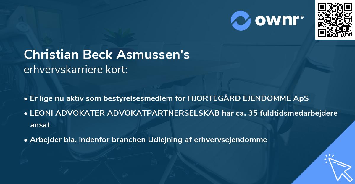 Christian Beck Asmussen's erhvervskarriere kort