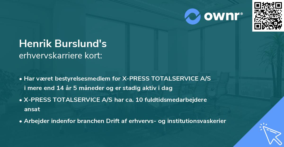 Henrik Burslund's erhvervskarriere kort