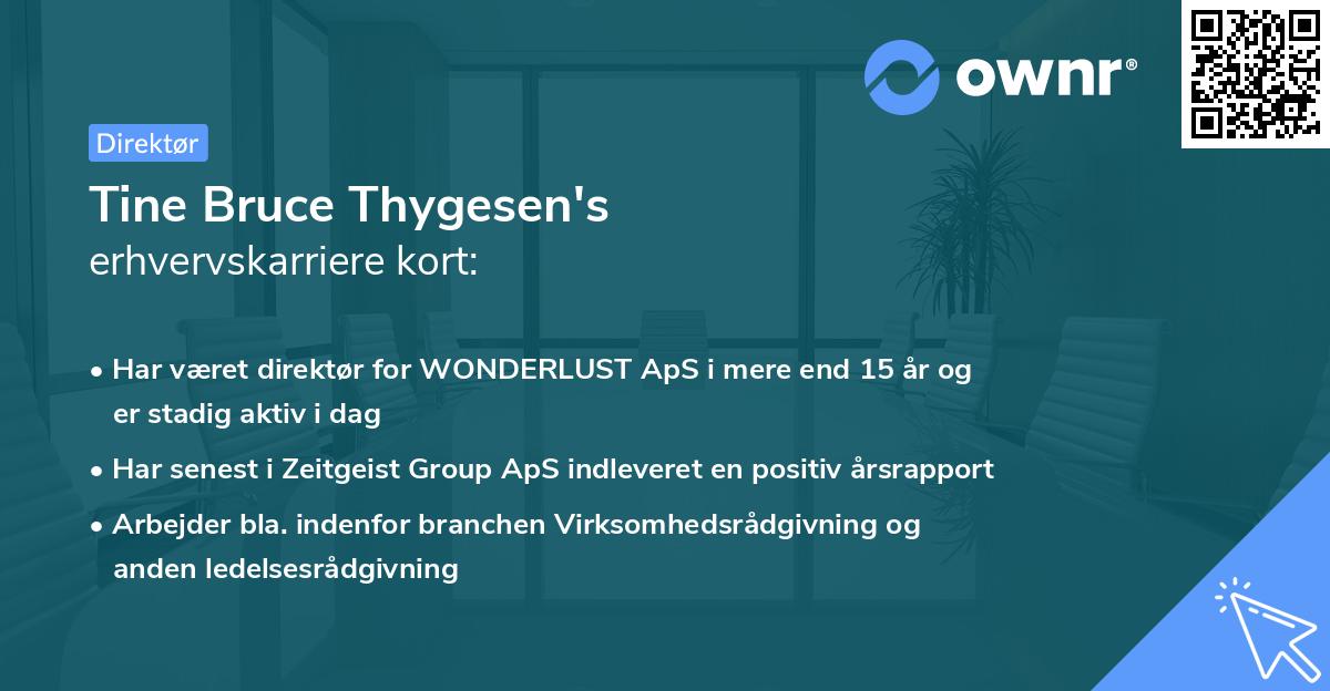 Tine Bruce Thygesen's erhvervskarriere kort