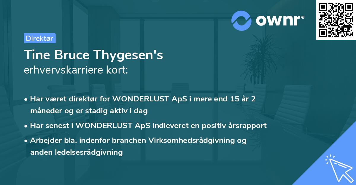 Tine Bruce Thygesen's erhvervskarriere kort