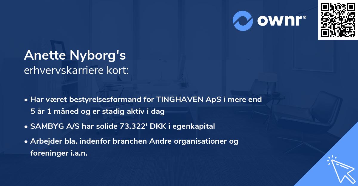 Anette Nyborg's erhvervskarriere kort