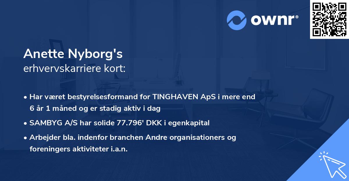 Anette Nyborg's erhvervskarriere kort