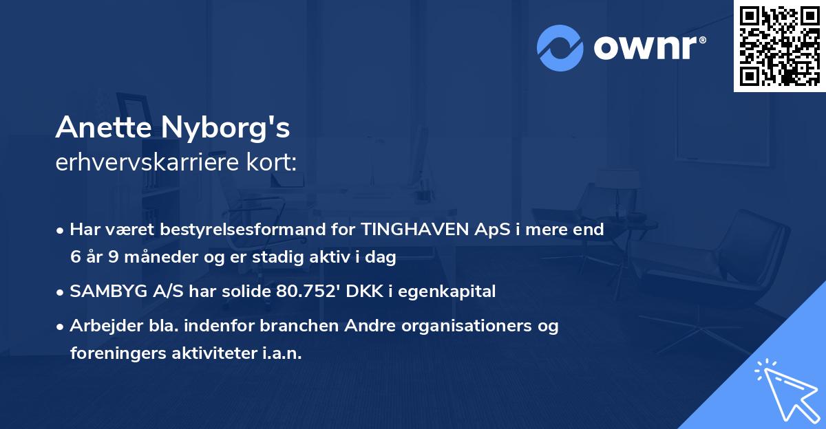Anette Nyborg's erhvervskarriere kort