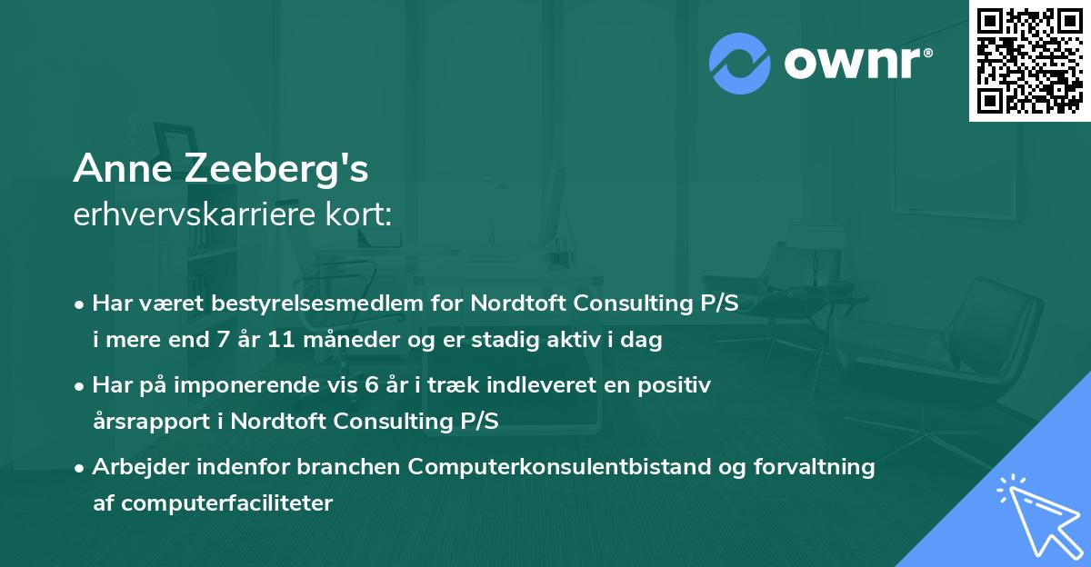Anne Zeeberg's erhvervskarriere kort