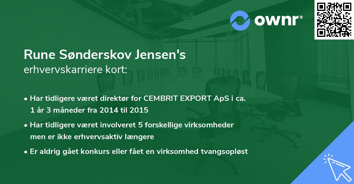 Rune Sønderskov Jensen's erhvervskarriere kort