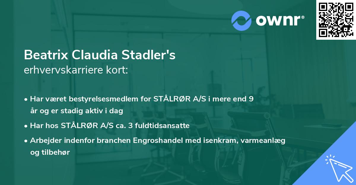 Beatrix Claudia Stadler's erhvervskarriere kort