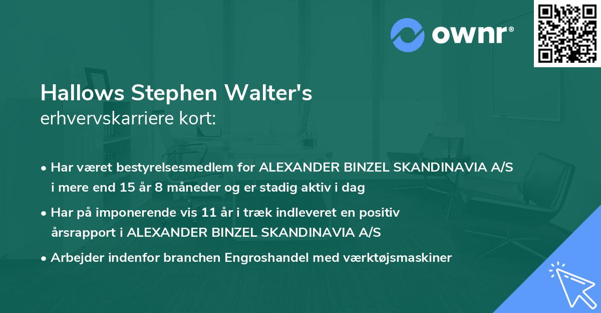 Hallows Stephen Walter's erhvervskarriere kort