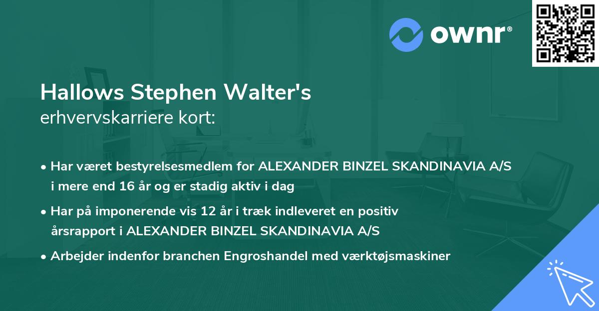 Hallows Stephen Walter's erhvervskarriere kort