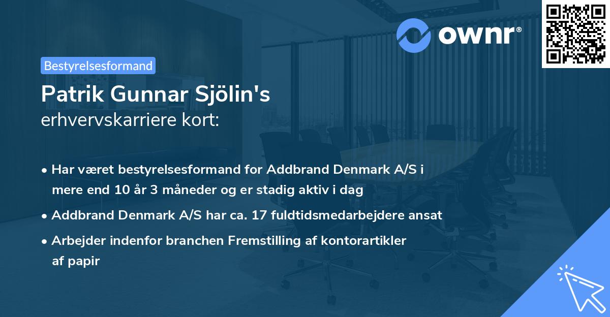 Patrik Gunnar Sjölin's erhvervskarriere kort