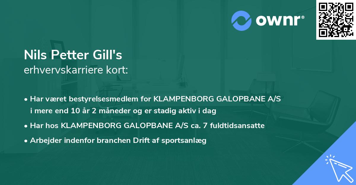 Nils Petter Gill's erhvervskarriere kort