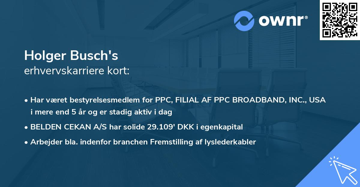 Holger Busch's erhvervskarriere kort