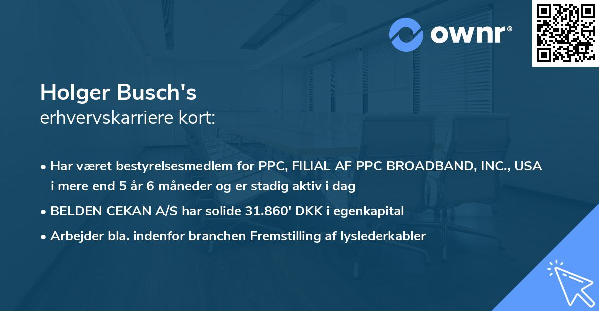 Holger Busch's erhvervskarriere kort