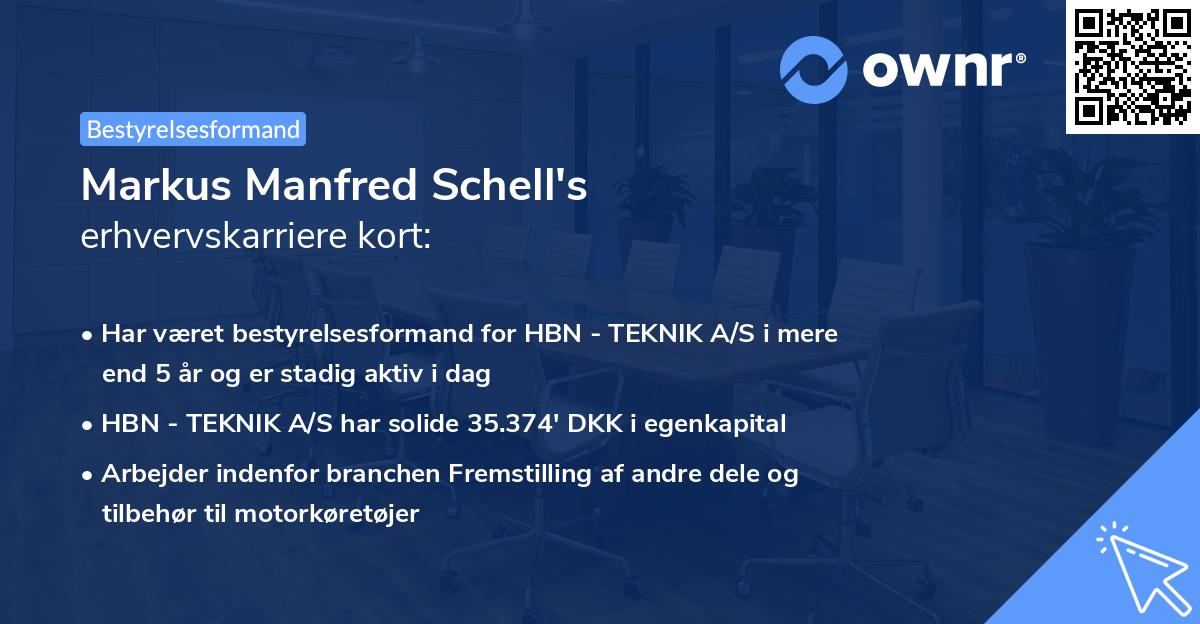 Markus Manfred Schell's erhvervskarriere kort
