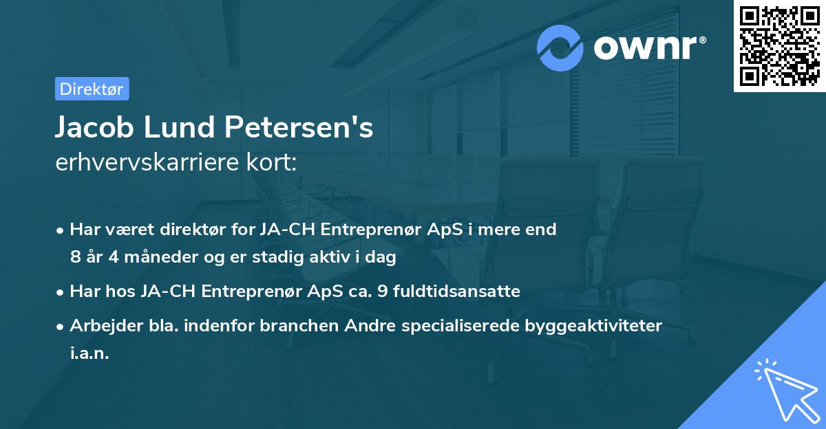 Jacob Lund Petersen's erhvervskarriere kort