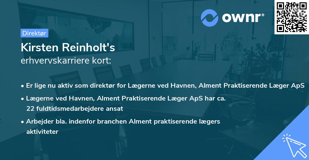 Kirsten Reinholt's erhvervskarriere kort