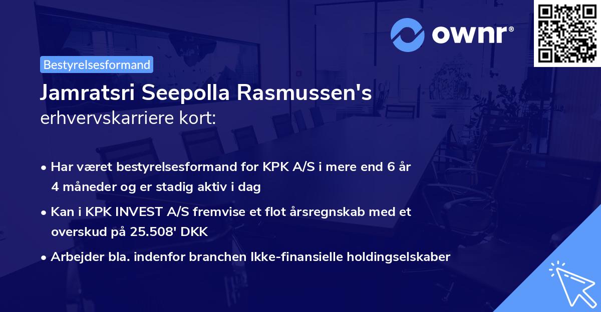 Jamratsri Seepolla Rasmussen's erhvervskarriere kort