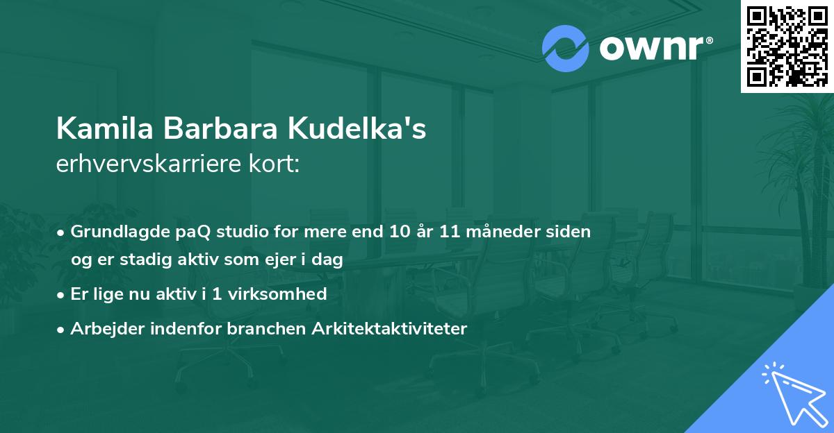 Kamila Barbara Kudelka's erhvervskarriere kort