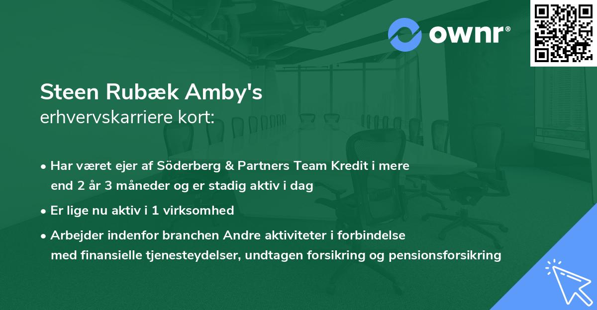 Steen Rubæk Amby's erhvervskarriere kort