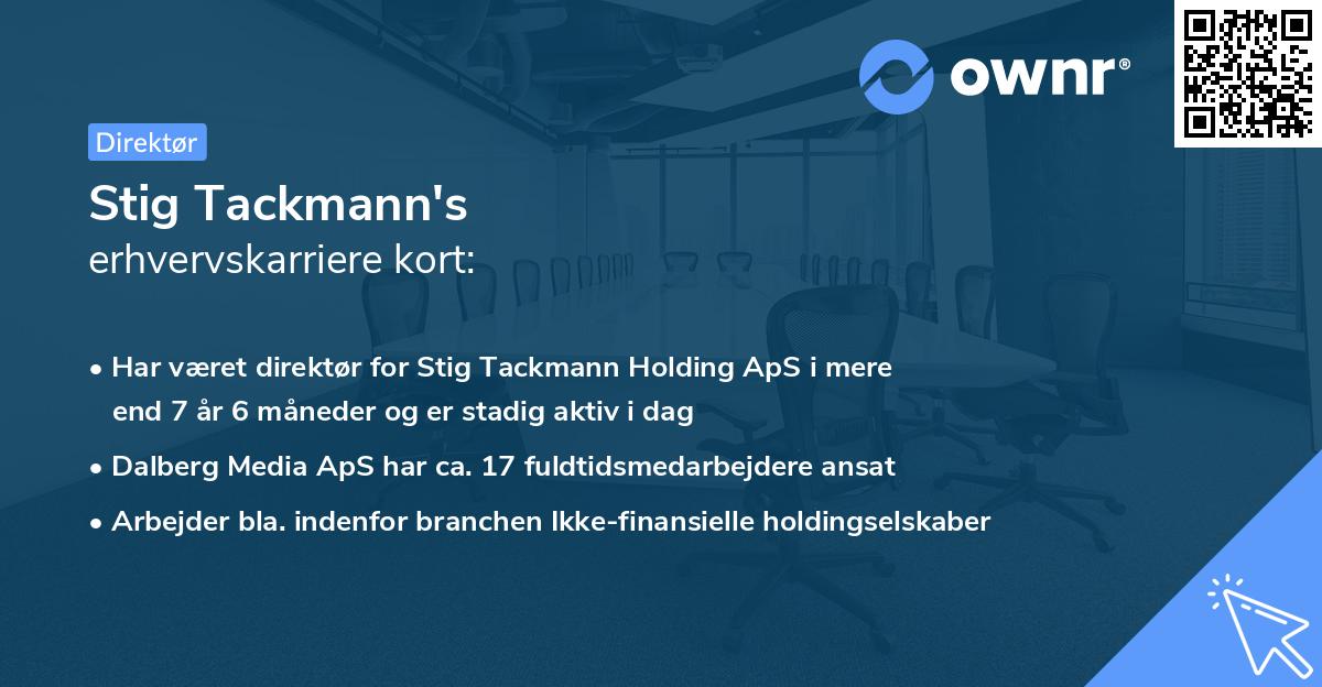 Stig Tackmann's erhvervskarriere kort